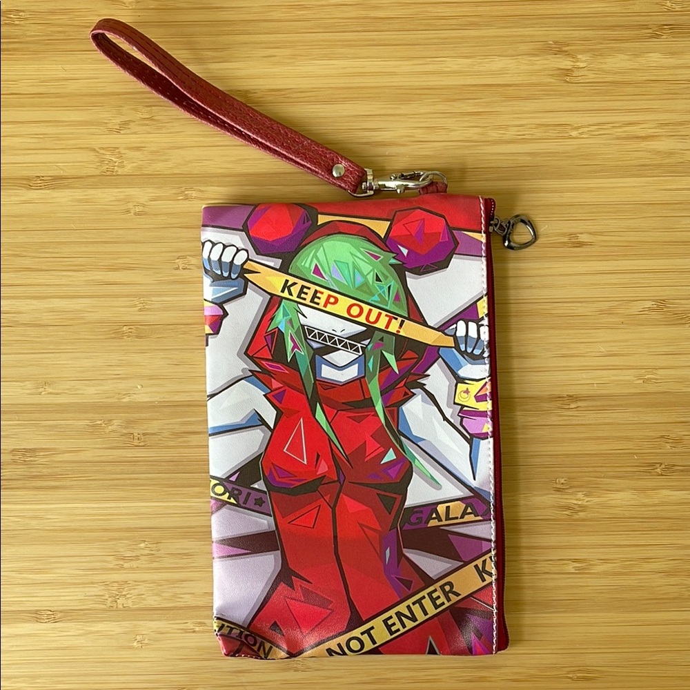 Ipsy Bag - Keep Out! Colorful Graphic Wristlet with Red Strap